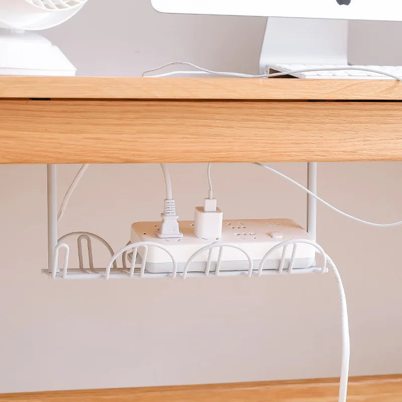 Plastic Under-Desk Storage Rack and Cable Organizer Shelf