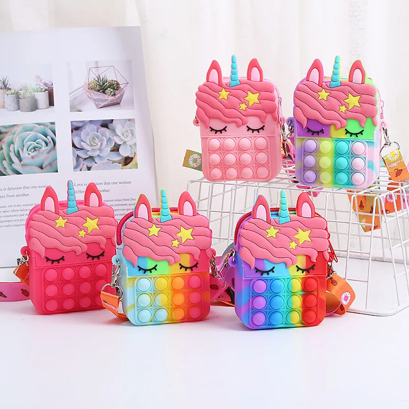 Unicorn Push Bubble Crossbody Bag - Fidget Coin Purse