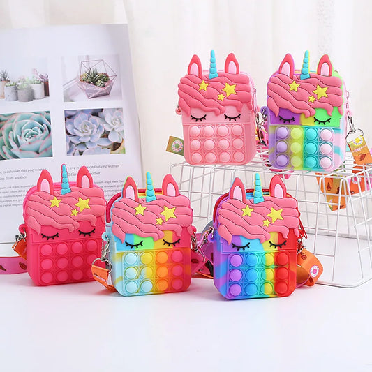Unicorn Push Bubble Crossbody Bag - Fidget Coin Purse