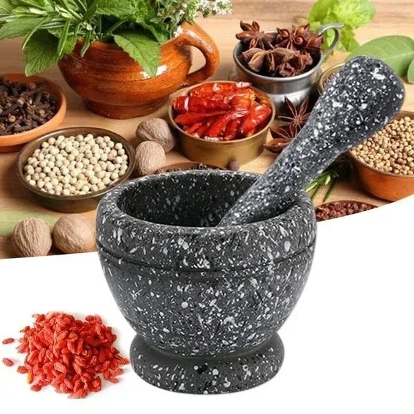 Resin Mortar and Pestle Bowl for Garlic, Herbs and Spice Grinding