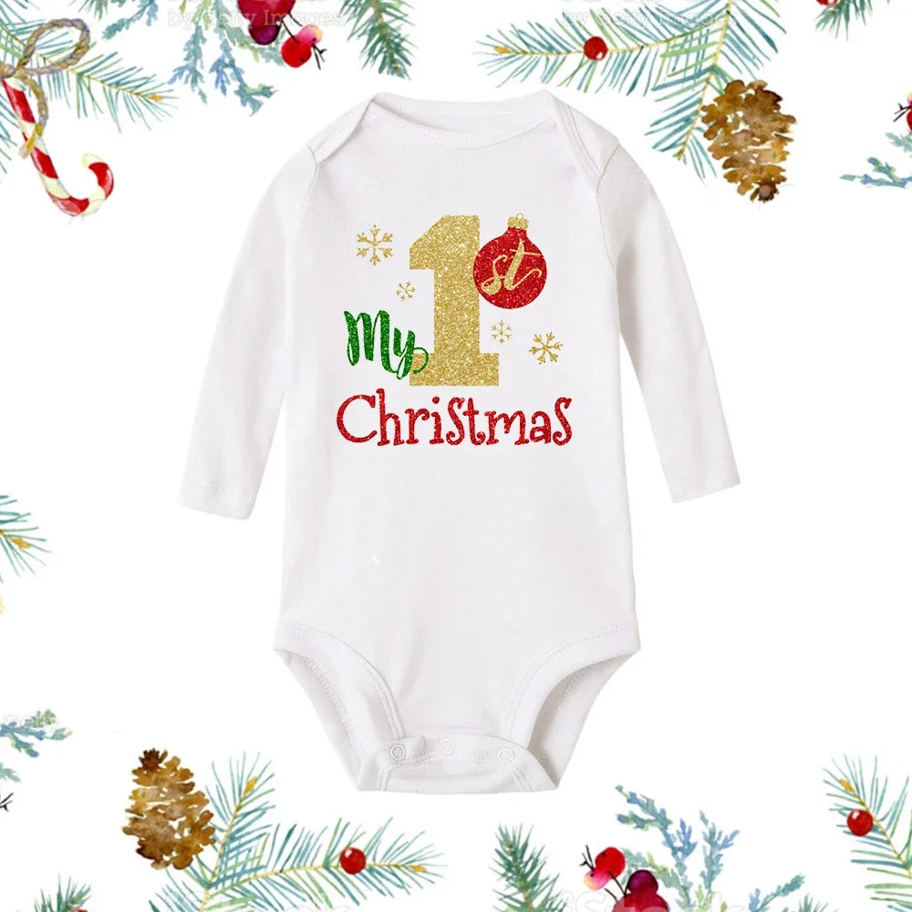 My First Christmas Long Sleeve Baby Romper