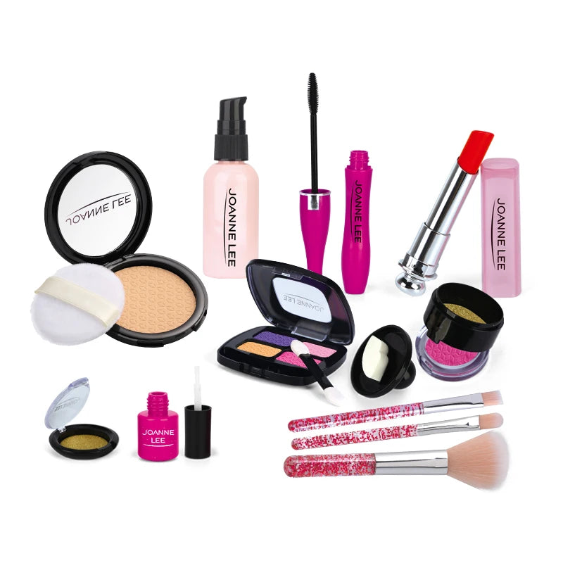 Kids Pretend Makeup Set With Bag - 12 Piece Play Cosmetics Kit
