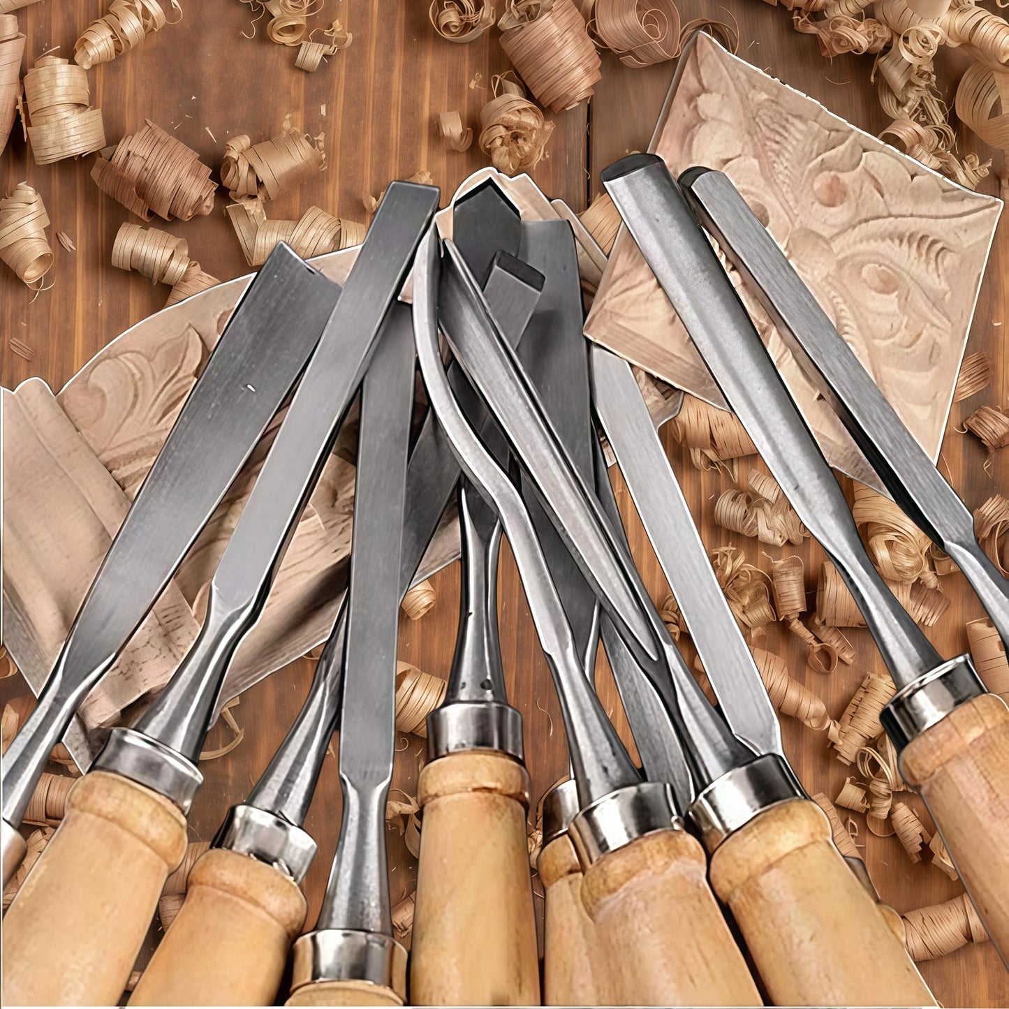 12-Piece Wood Carving Chisel Set - Gouge Knife Kit with Pouch
