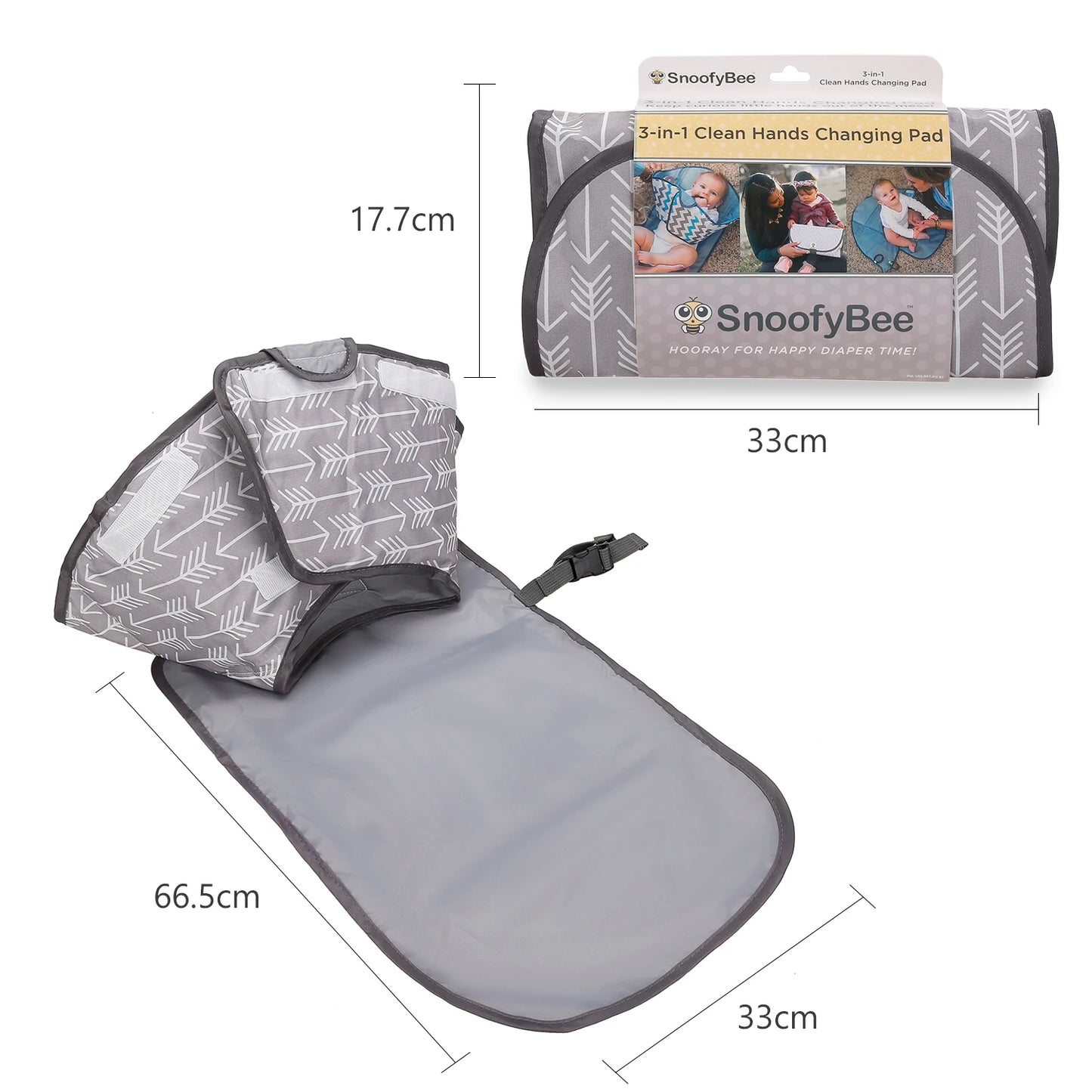 3-in-1 Portable Baby Changing Pad with Waterproof Diaper Storage Design