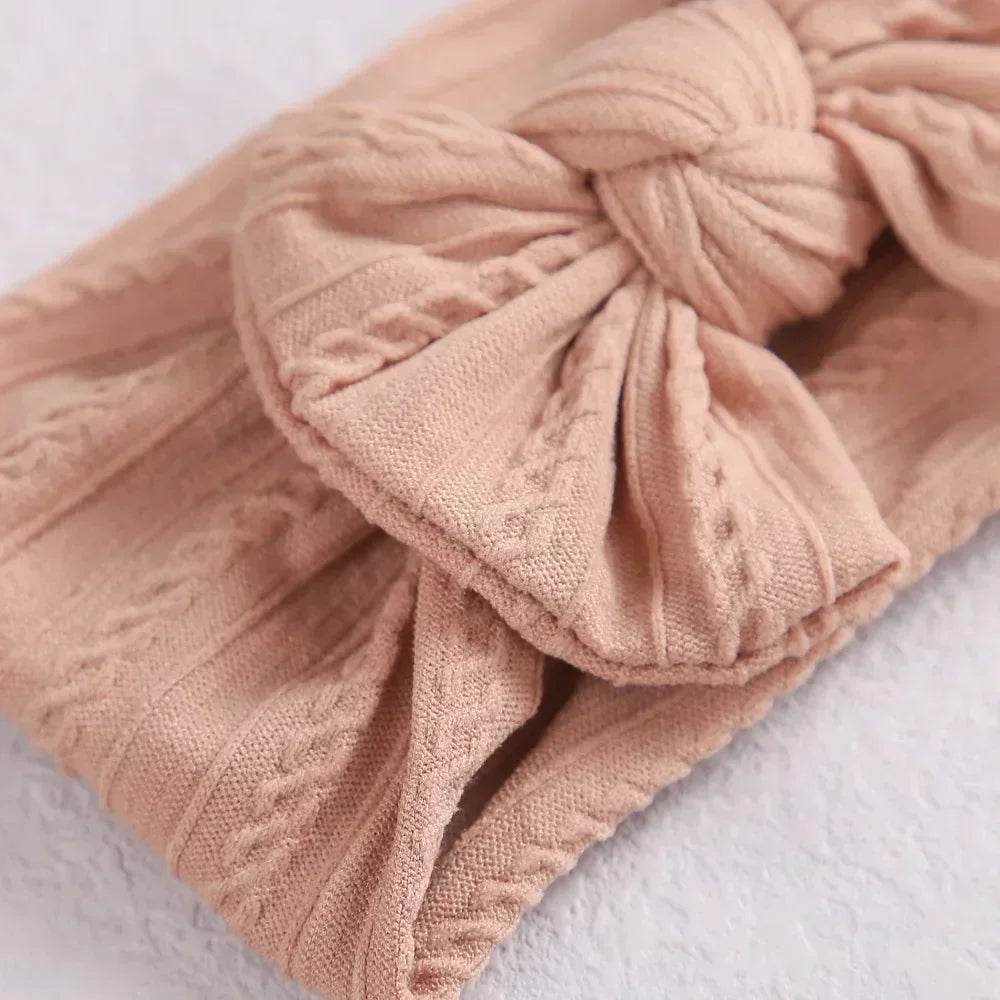 Elastic Jacquard Bow Headband for Newborn Baby Girls