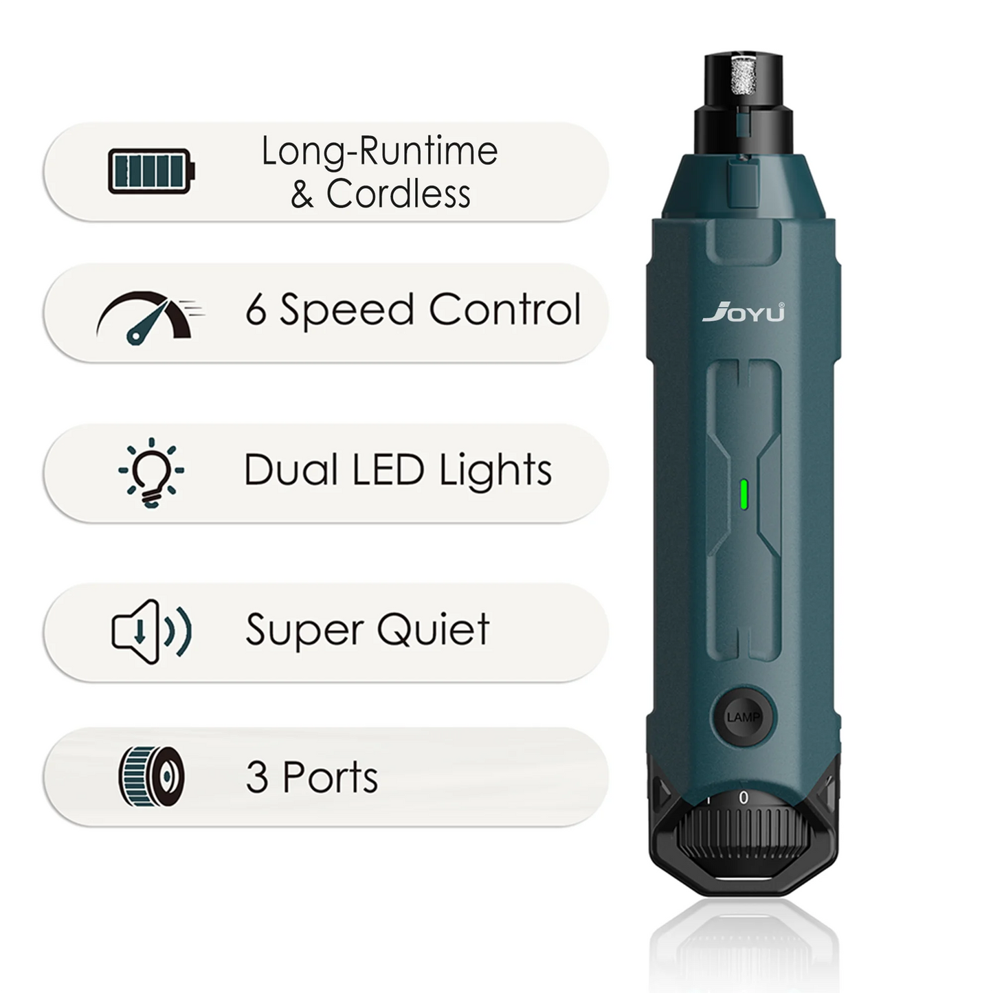 6-Speed Rechargeable Dog Nail Grinder for Quiet Paw Grooming