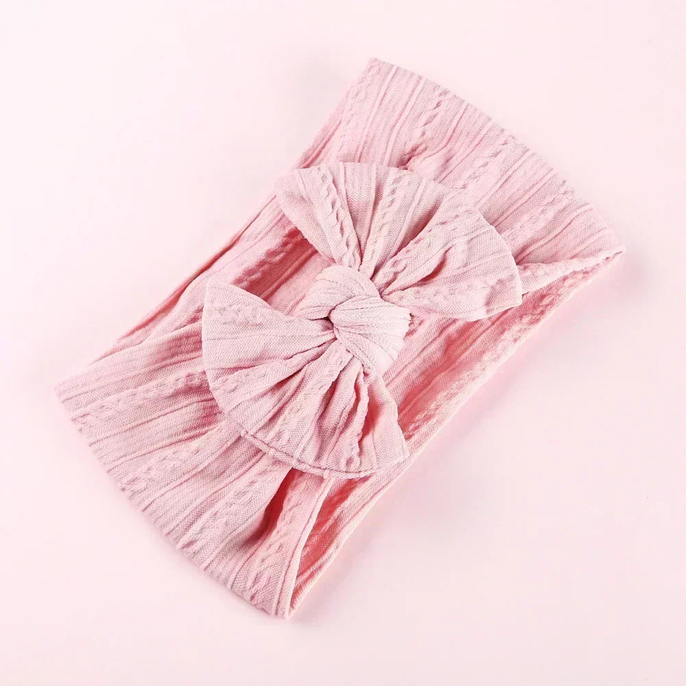 Elastic Jacquard Bow Headband for Newborn Baby Girls