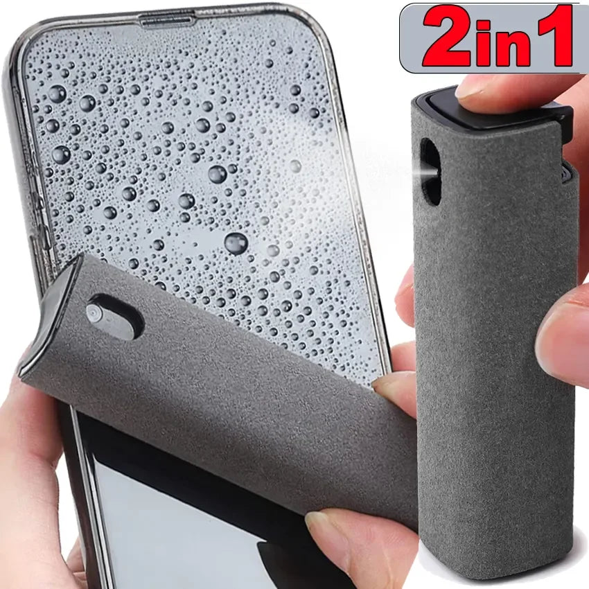 2-in-1 Microfiber Screen Cleaner Spray Bottle for Phones & Glasses