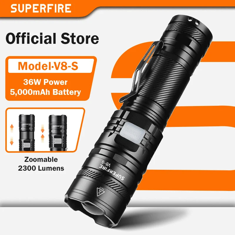 SUPERFIRE 36W Rechargeable Waterproof LED Flashlight