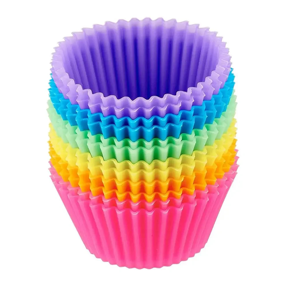 12-Piece Reusable Silicone Cupcake Mold Set for Muffins and Desserts