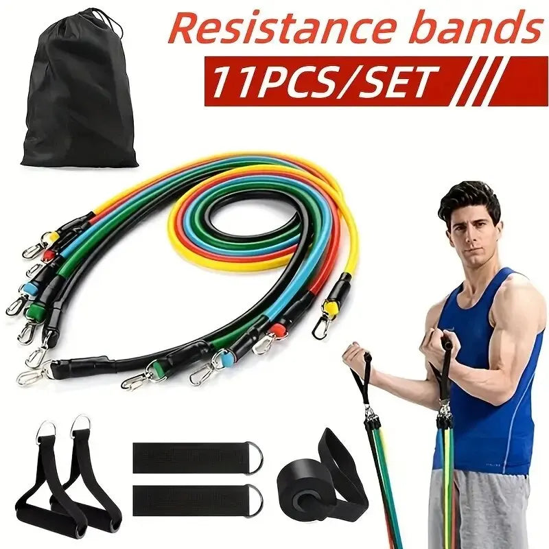 11-Piece TPE Resistance Band Set with Handles, Door Anchor & Carry Bag