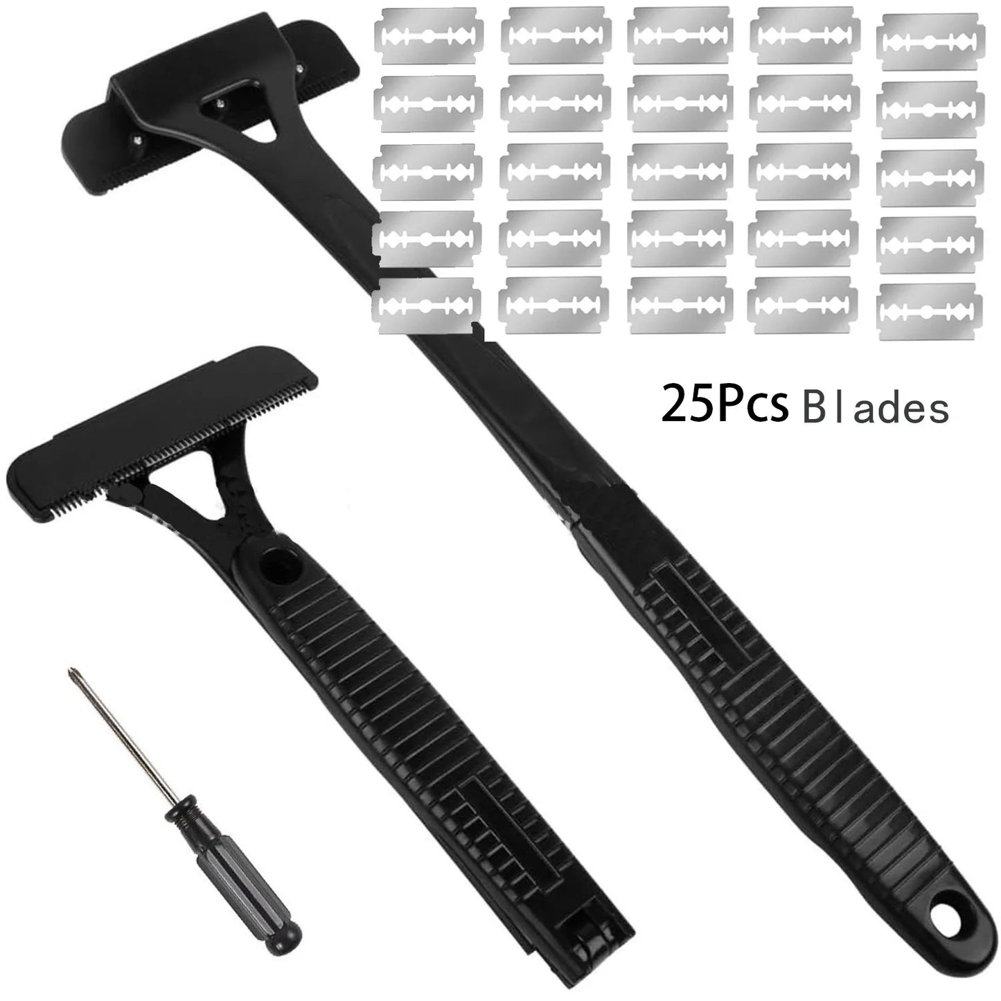 Men Long Handle Foldable Back and Body Shaver with 5 Replacement Blades