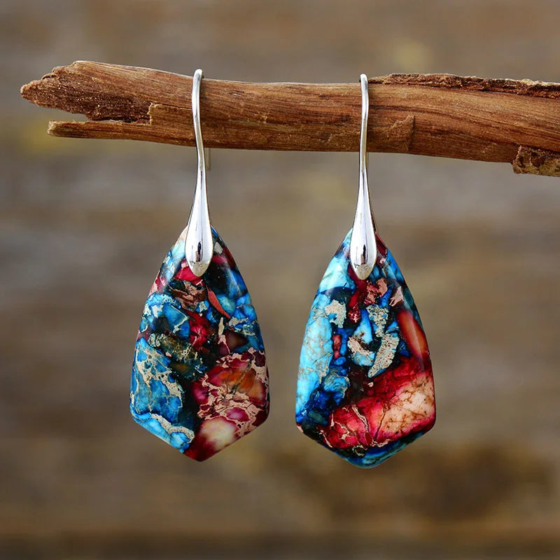 Bohemian Natural Stone Geometric Drop Earrings