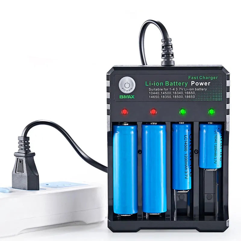 18650 Rechargeable Lithium Battery Charger with 1, 2, or 4 Slot Options