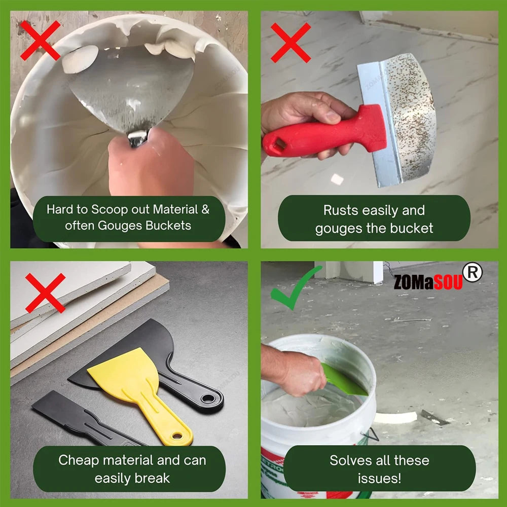 Curved Bucket Scoop Scraper and Putty Knife Set