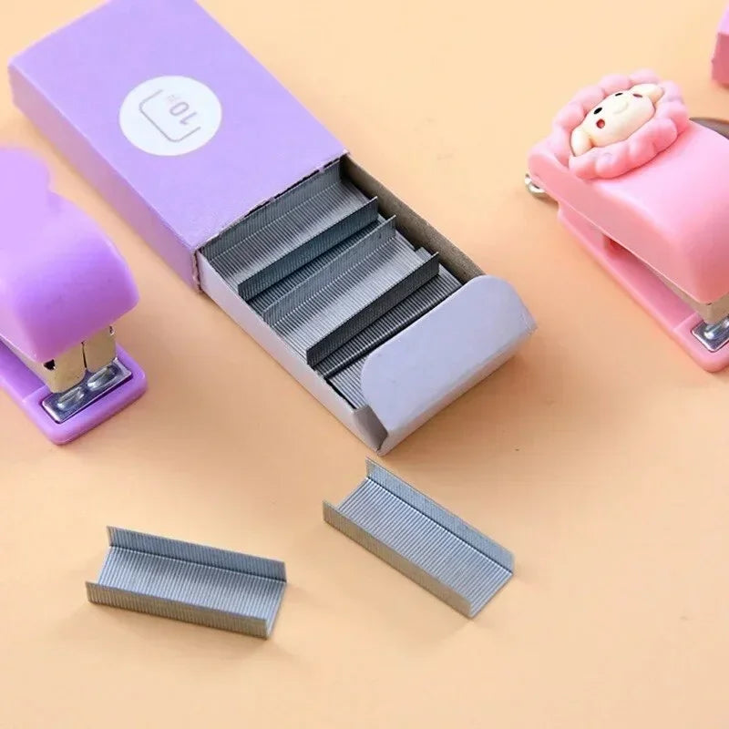 Kawaii Cartoon Mini Stapler Keychain with No. 10 Staple Support