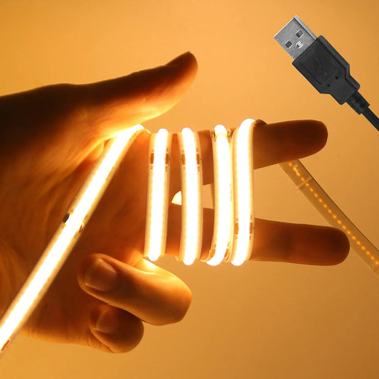 USB COB Cabinet Strip Light 320 LEDs/m 5V Flexible Ribbon