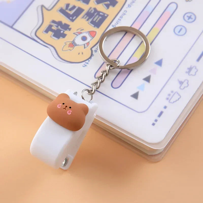 Kawaii Cartoon Mini Stapler Keychain with No. 10 Staple Support