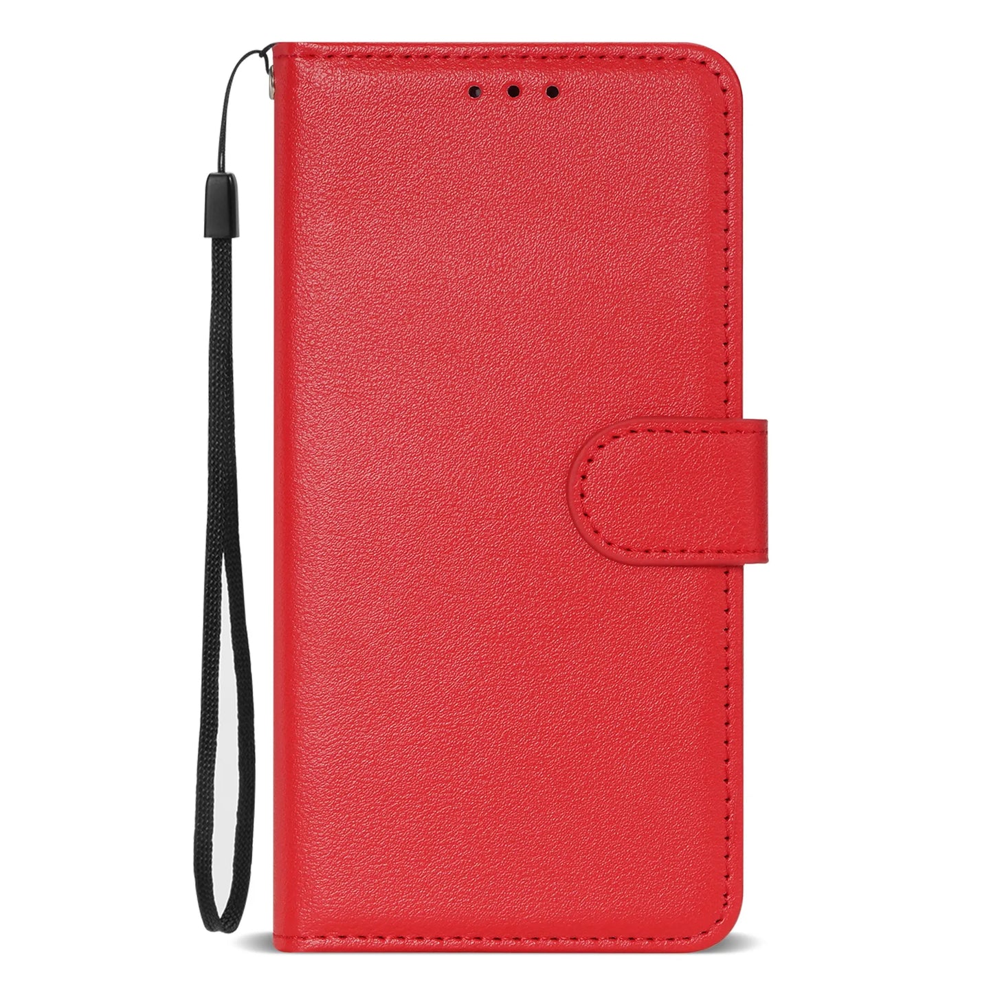 Leather Flip Wallet Case with Strap & Stand for iPhone Models