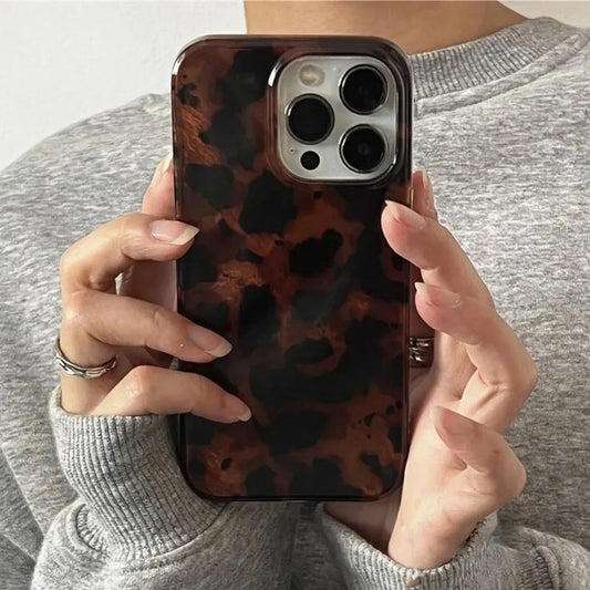 Retro Amber Leopard Print iPhone Case