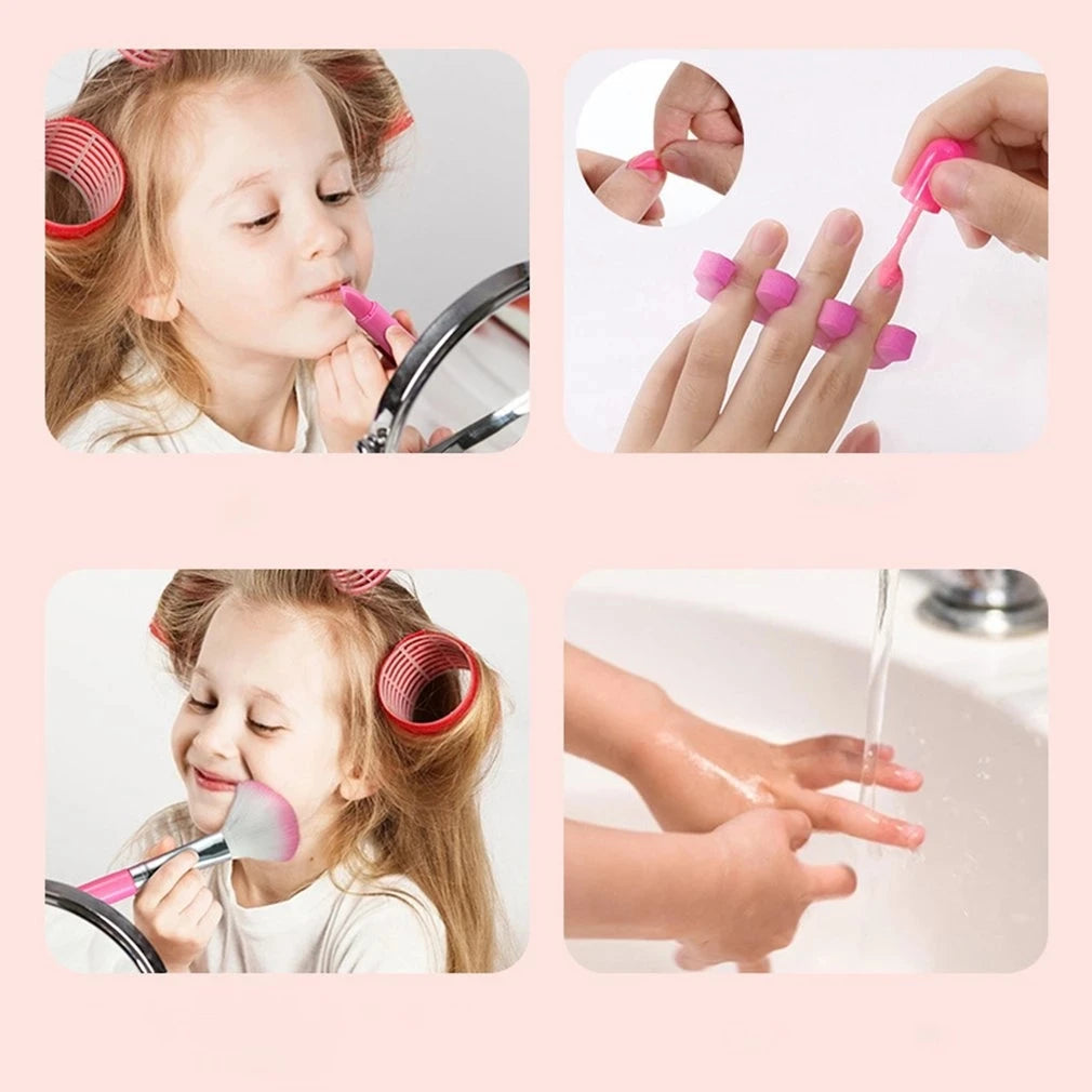Kids Pretend Makeup Play Box - Princess Cosmetic Toy Set