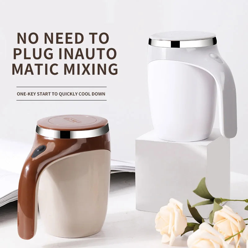 Rechargeable Self-Stirring Coffee Mug with Stainless Steel Mixer