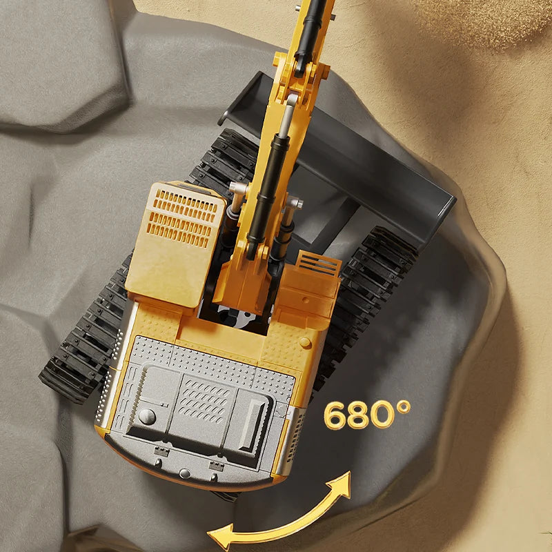 Alloy Remote Control Excavator Toy - Lights & Sound Vehicle