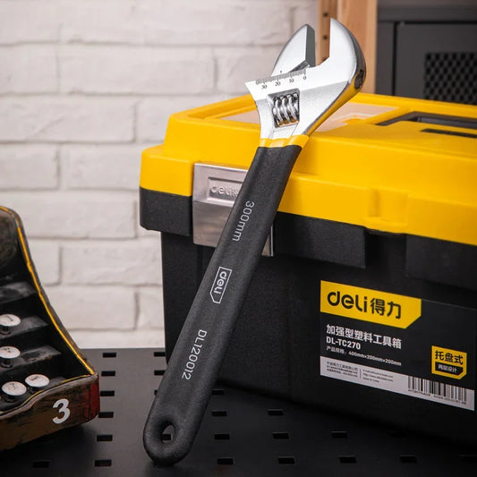 Deli Carbon Steel Adjustable Wrench with Non-Slip Grip