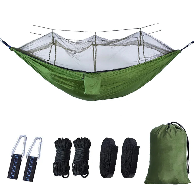 Portable Camping Hammock with Mosquito Net and 210T Nylon Fabric