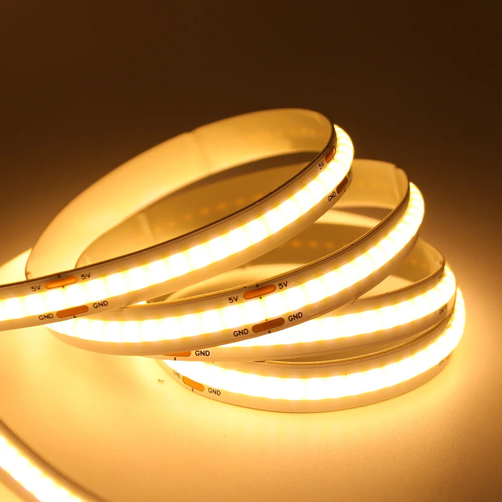 USB COB Cabinet Strip Light 320 LEDs/m 5V Flexible Ribbon