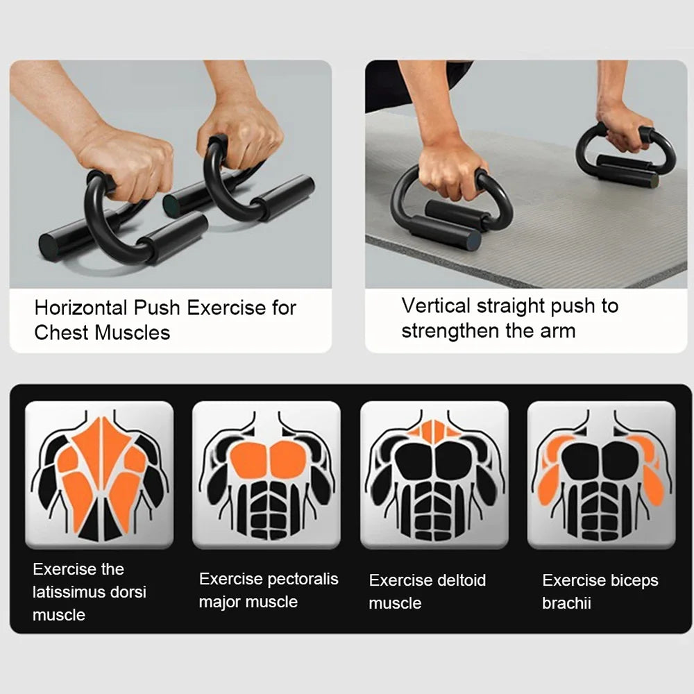S-Shape Push-Up Bars with Foam Handles for Chest & Arm Training