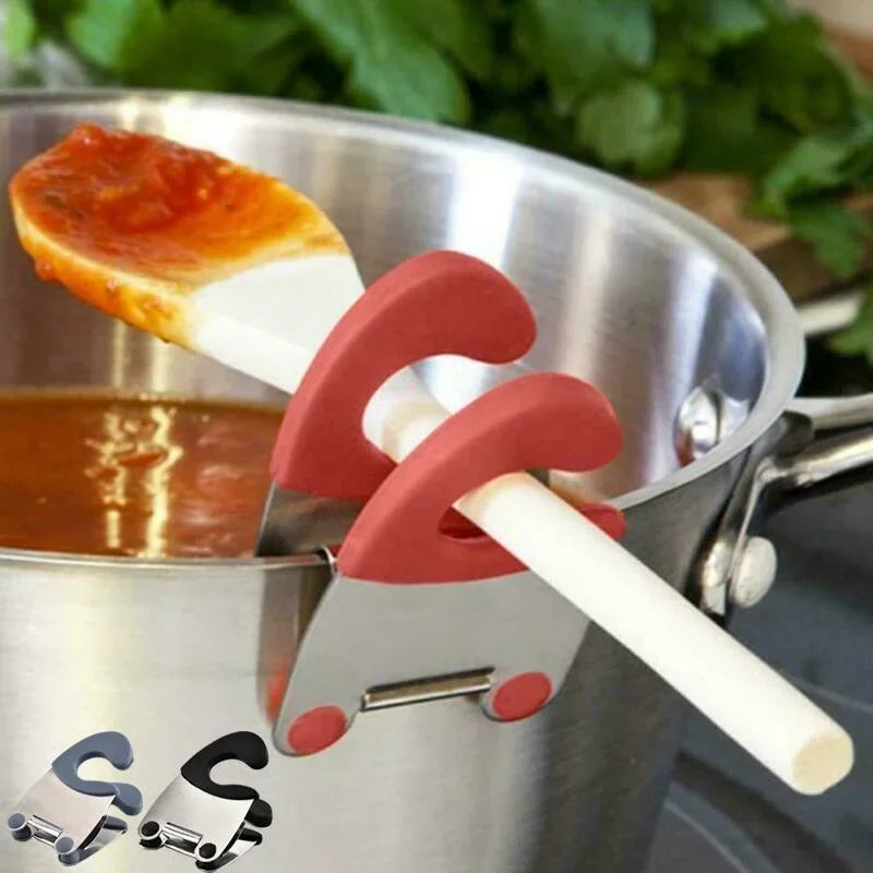 Silicone Anti-Scald Pot Spoon Holder Clip for Cooking Utensils