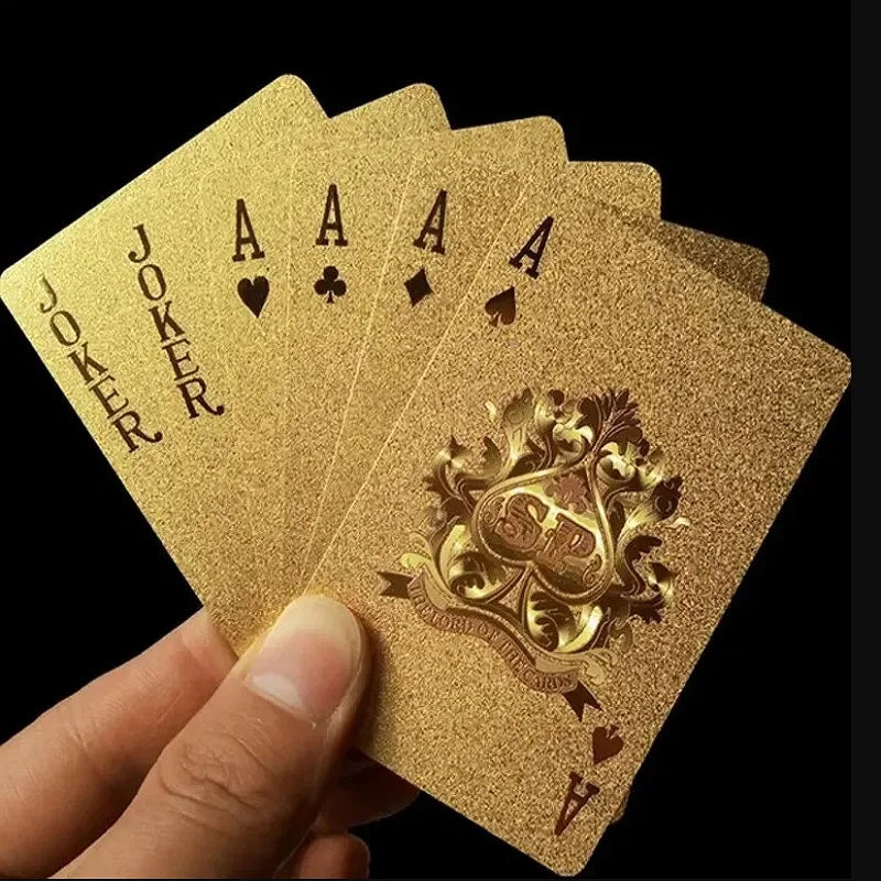 24K Gold Foil Waterproof Plastic Playing Cards Gift Deck
