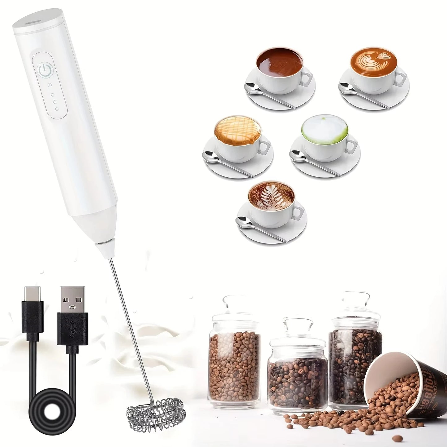 Rechargeable 3-Speed Handheld Food Mixer, Milk Frother and Egg Beater
