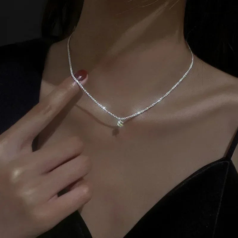 Sparkling Silver-Tone Clavicle Chain Necklace