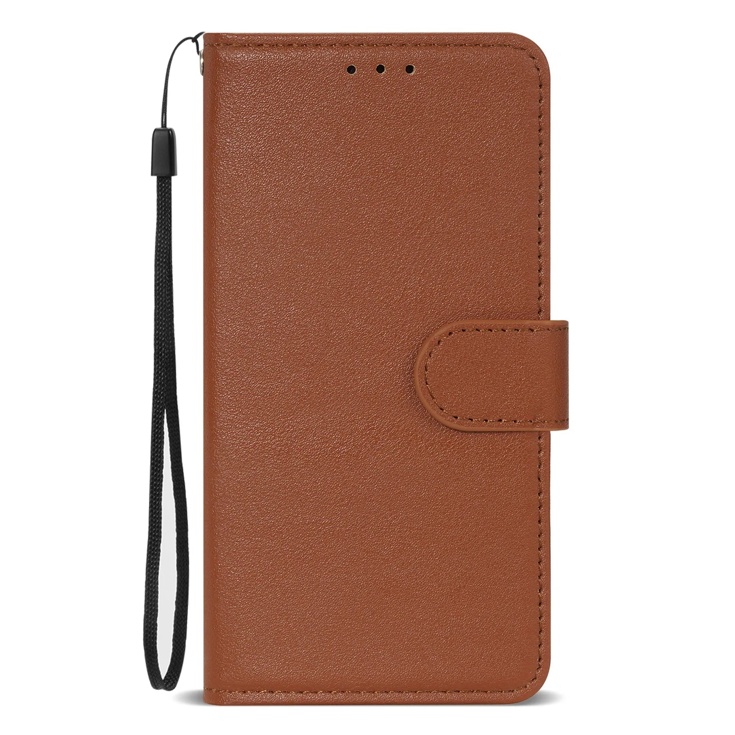 Leather Flip Wallet Case with Strap & Stand for iPhone Models