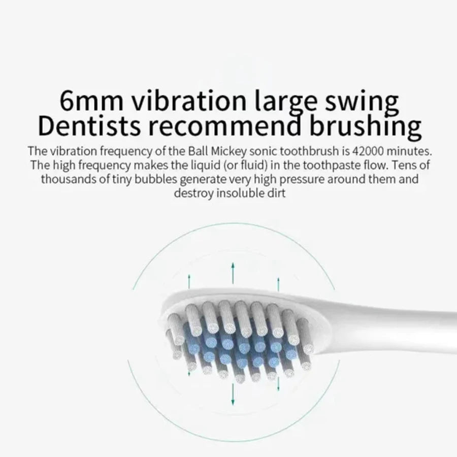 USB Rechargeable Ultrasonic Toothbrush with 6 Speeds and Soft Bristles