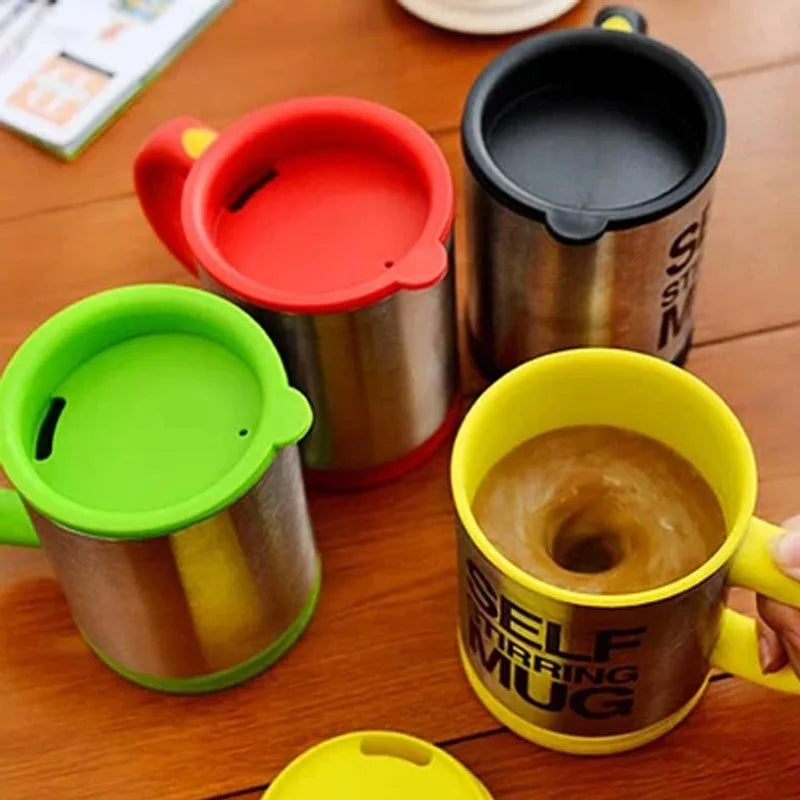 Self-Stirring Stainless Steel Coffee Mug with Color Options