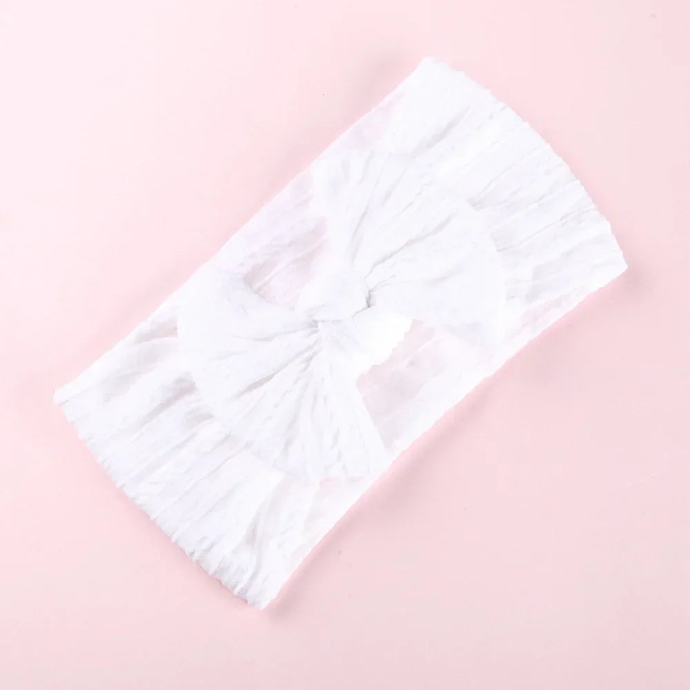 Elastic Jacquard Bow Headband for Newborn Baby Girls