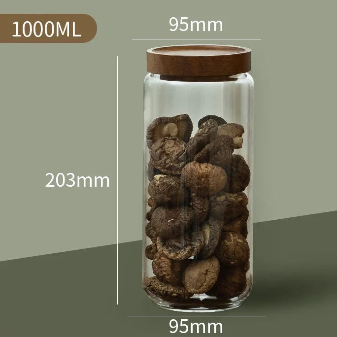 Glass Airtight Food Storage Canister with Wooden Lid