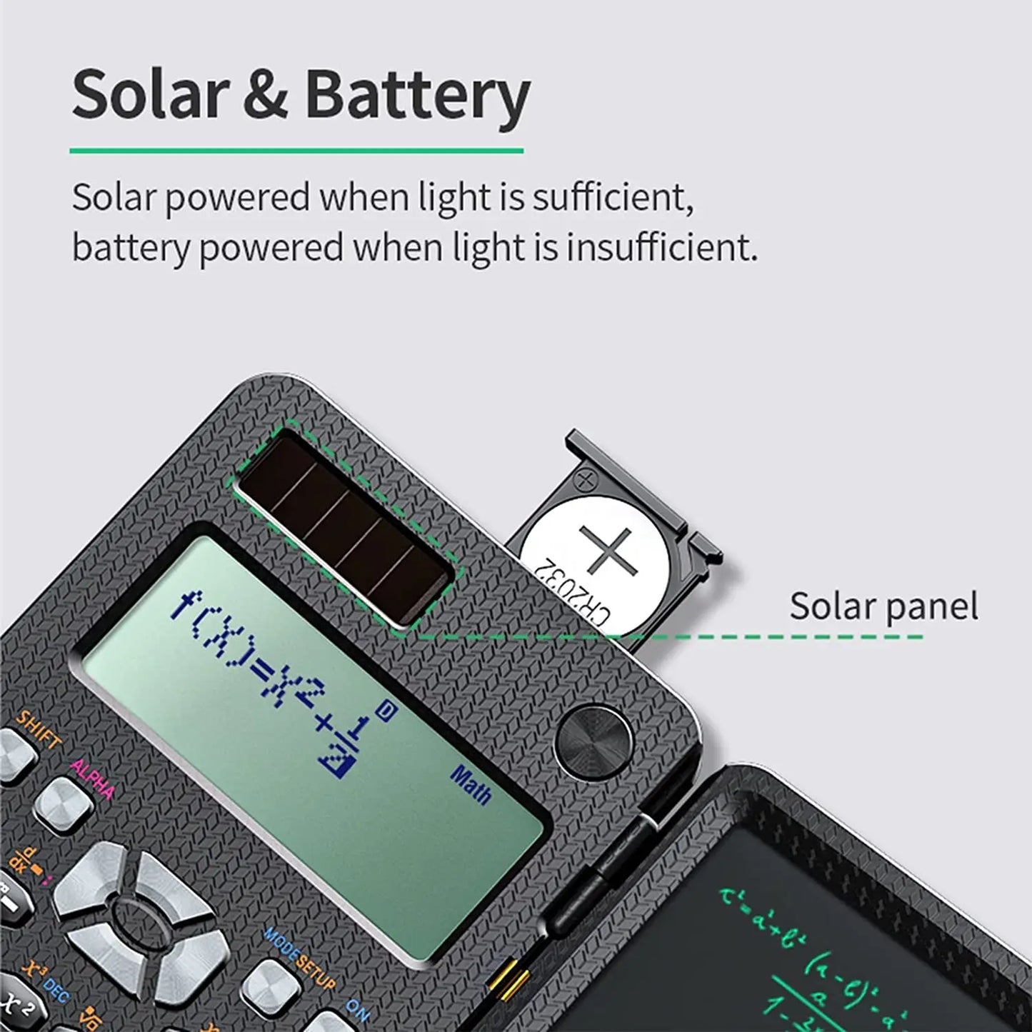 Solar Scientific Calculator with LCD Notepad and 417 Functions for Students