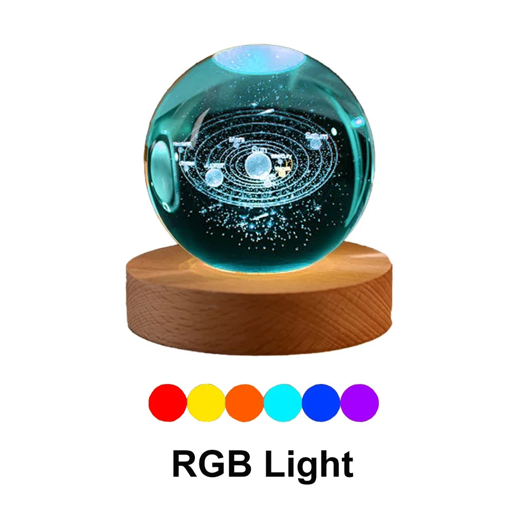 6cm RGB Cosmos Crystal Ball Night Light with USB Plug