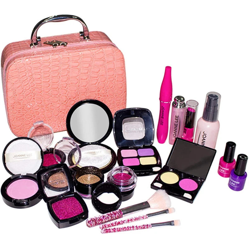 Kids Pretend Makeup Set With Bag - 12 Piece Play Cosmetics Kit