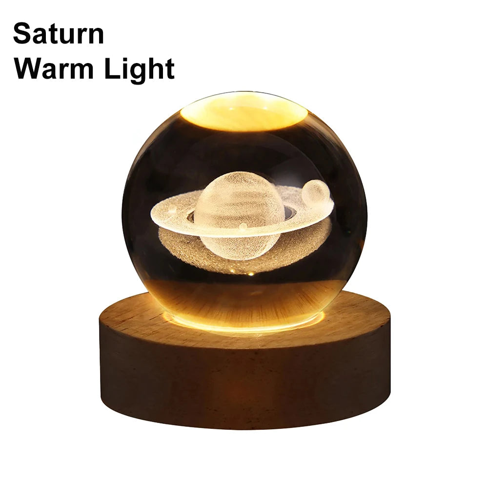 6cm RGB Cosmos Crystal Ball Night Light with USB Plug