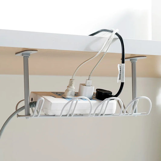 Plastic Under-Desk Storage Rack and Cable Organizer Shelf