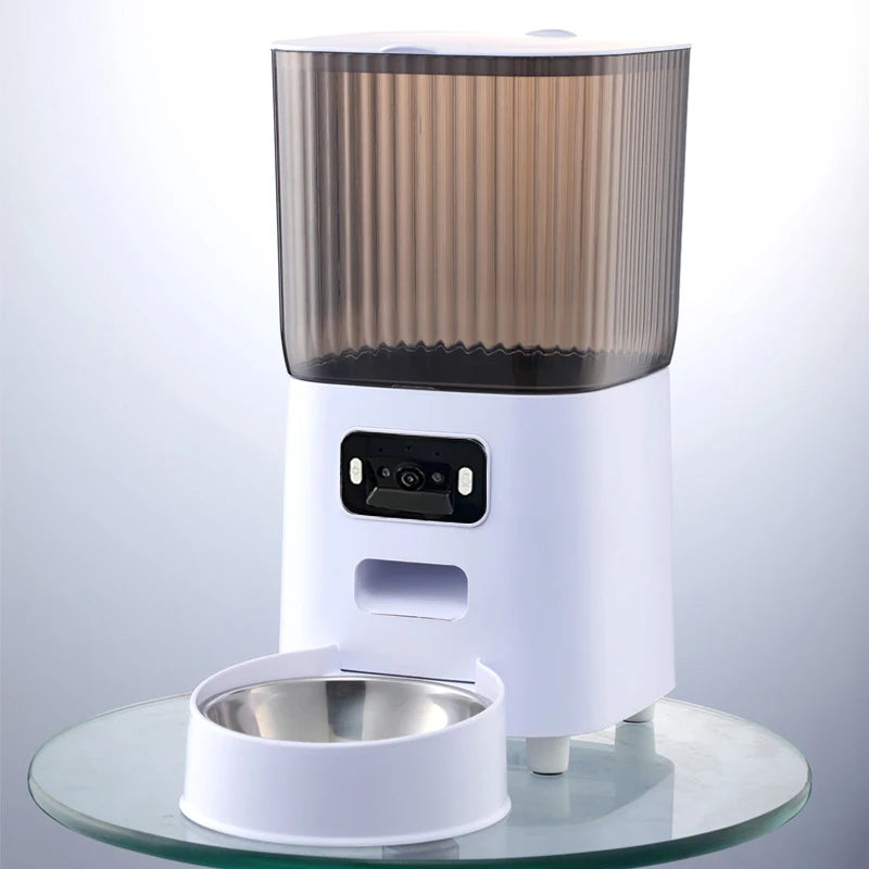 5L Smart Automatic Cat Feeder with Camera, Double Bowls & Voice Recorder