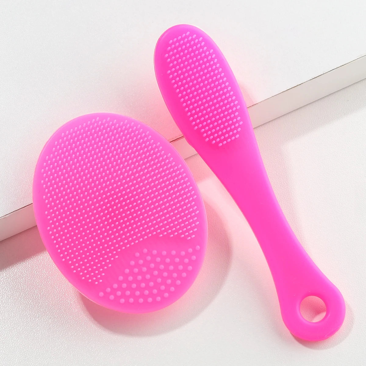 2-Piece Silicone Facial Cleansing Brush Set - Blackhead Removal Tool