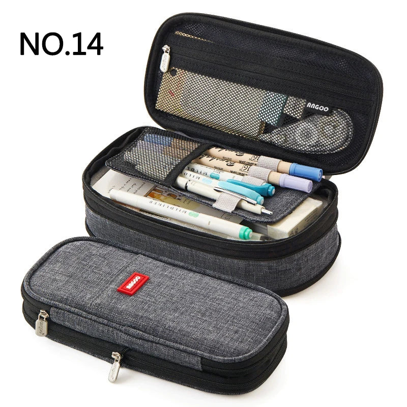 Large Double-Layer Pencil Case - Cute Fabric School Organizer