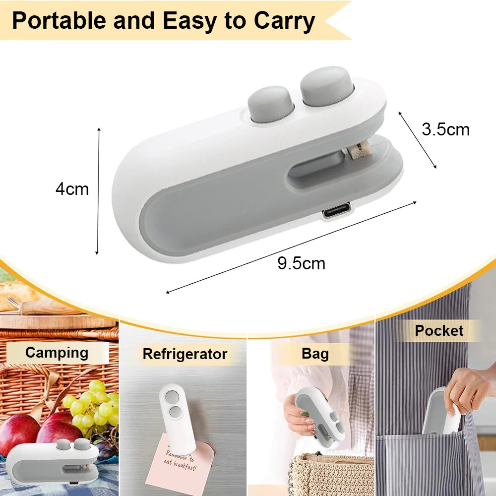 2-in-1 Rechargeable Mini Bag Sealer - Heat Cutter Food Storage Tool
