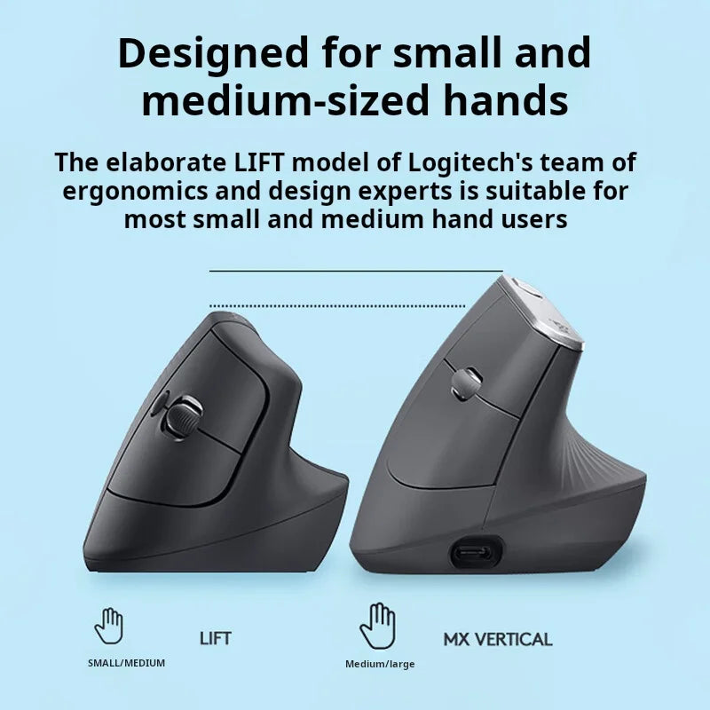 Logitech Lift Vertical Bluetooth Mouse with 4000 DPI and 3-Device Switching